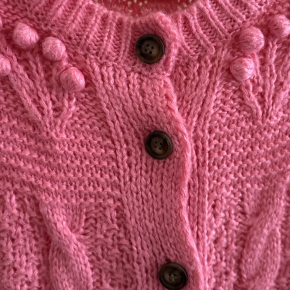 Cider Sweaters - CIDER Mixed Knit Textured Cardigan / Pink / Size Large